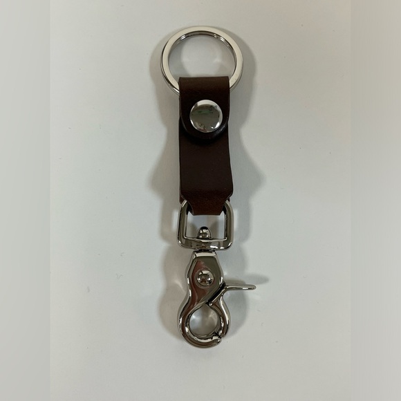 Other - Men's Brown Genuine Leather Keychain with Brass Snap Hardware